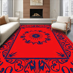 Red Navy Art Nouveau Border Rug