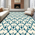 Teal Geometric Cutout Pattern Rug