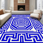 Bold Blue Maze Linear Design Rug