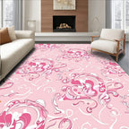 Pink Floral Swirl Pattern Design Rug