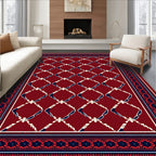 Classic Lattice Burgundy With Blue Trim Rug