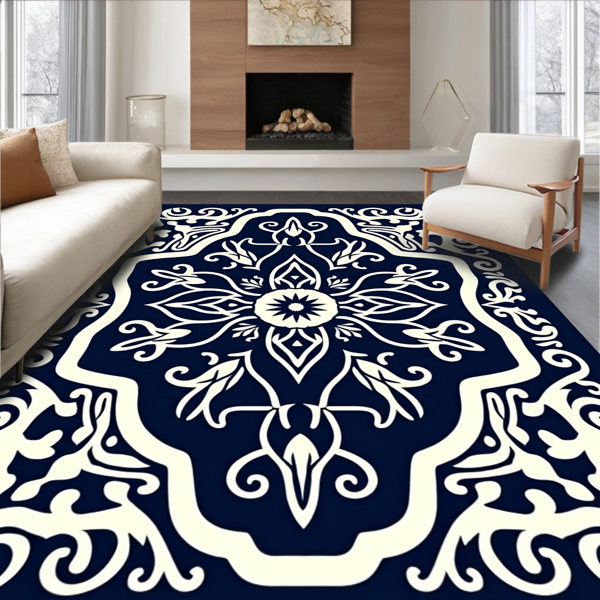 Intricate Floral Medallion Pattern Rug