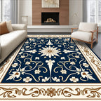 Classic Floral Swirls Blue Cream Rug