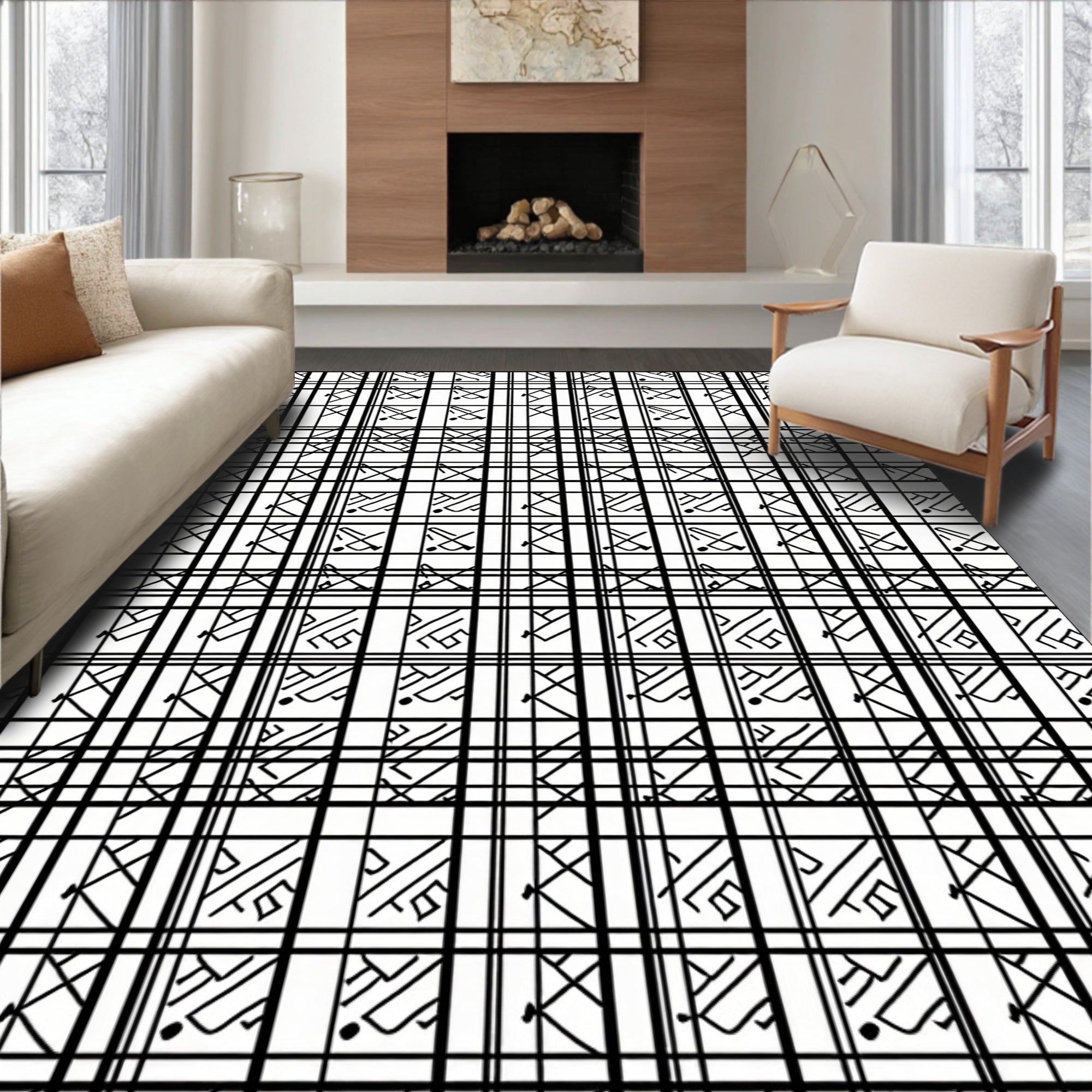 Abstract Geometric Line Pattern Rug