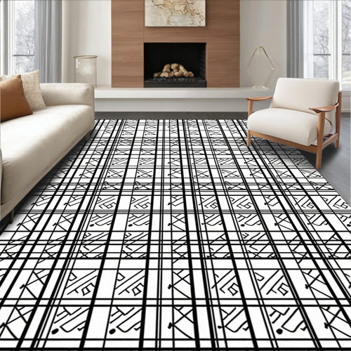 Abstract Geometric Line Pattern Rug