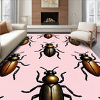 Bronze Beetle Pattern On Pink Background Rug