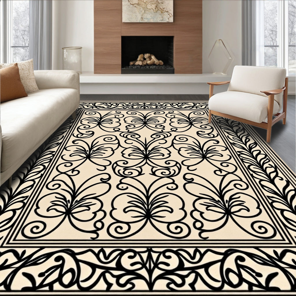 Intricate Floral Scrollwork Design Rug