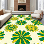 Retro Sunburst Floral Pattern Rug