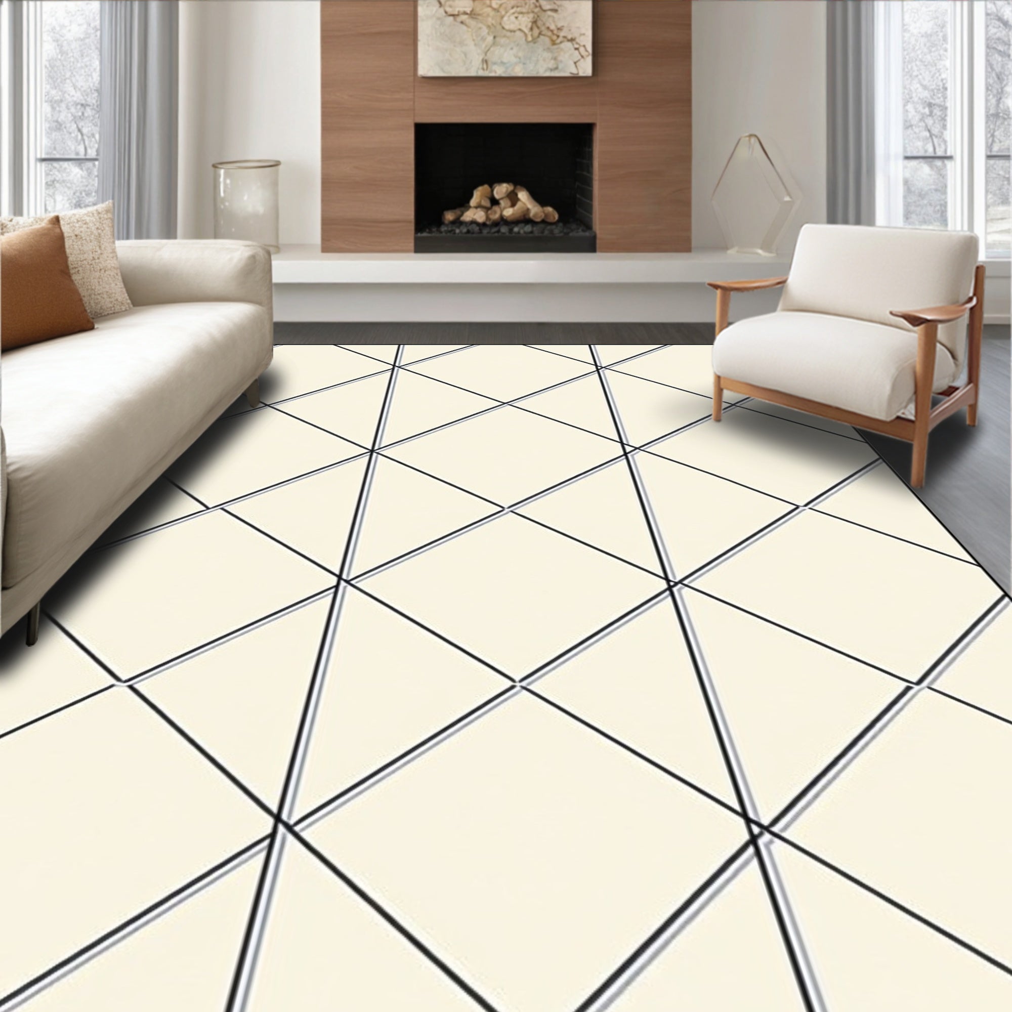 Modern Diamond Pattern Geometric Rug
