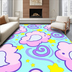 Whimsical Pink Cloud Star Swirl Rug