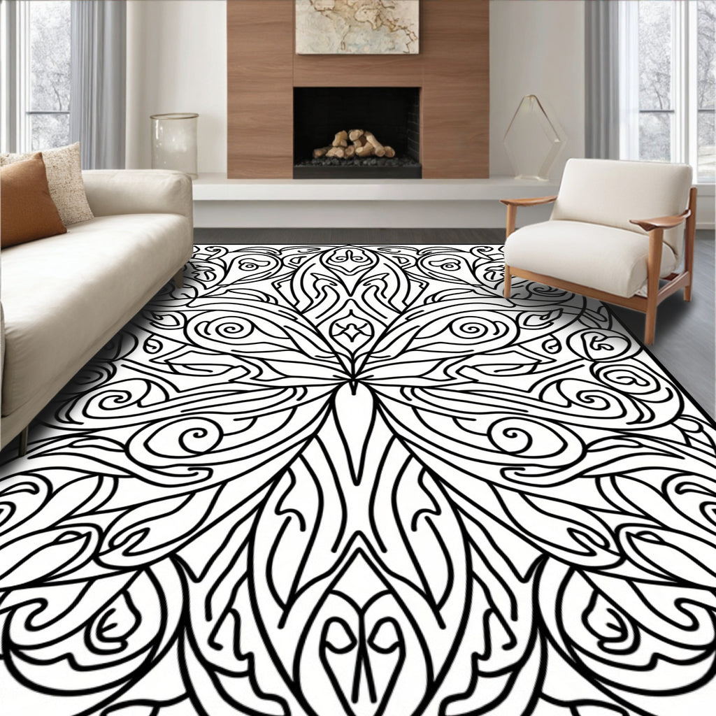 Intricate Swirl Floral Art Pattern Rug