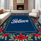 Festive Red Berry Leaf Frame Rug