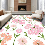 Pink Coral Daisy Butterfly Pattern Rug