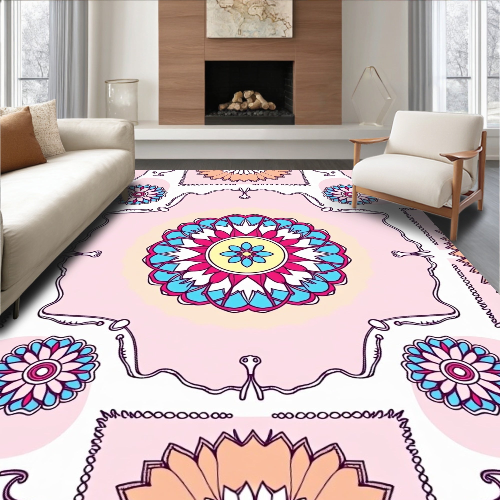 Colorful Mandala Boho Style Rug