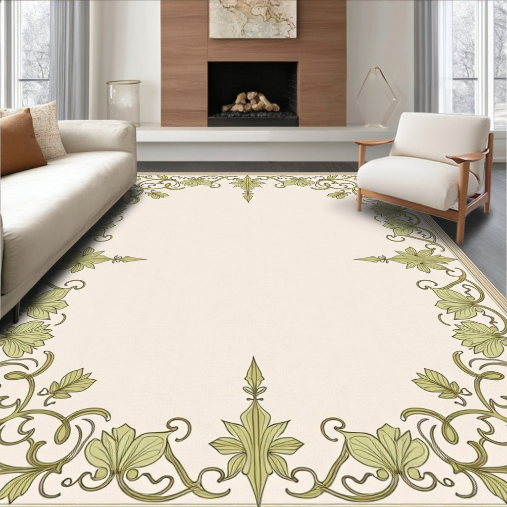 Exquisite Vine Scroll Border Design Rug