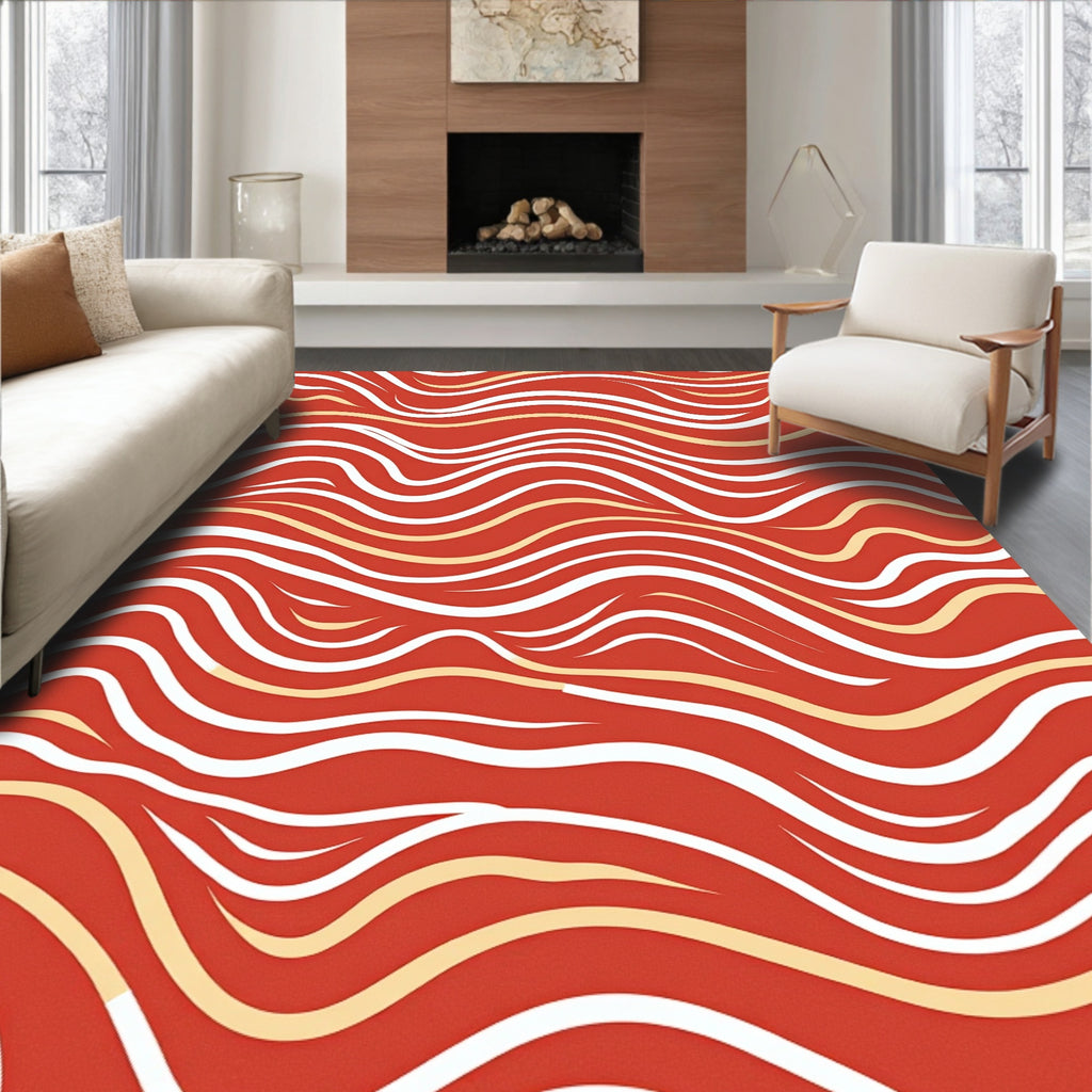 Wavy Stripe Warm Tone Design Rug