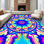 Vibrant Psychedelic Mandala Pattern Rug