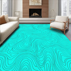 Aqua Contour Abstract Lines Rug