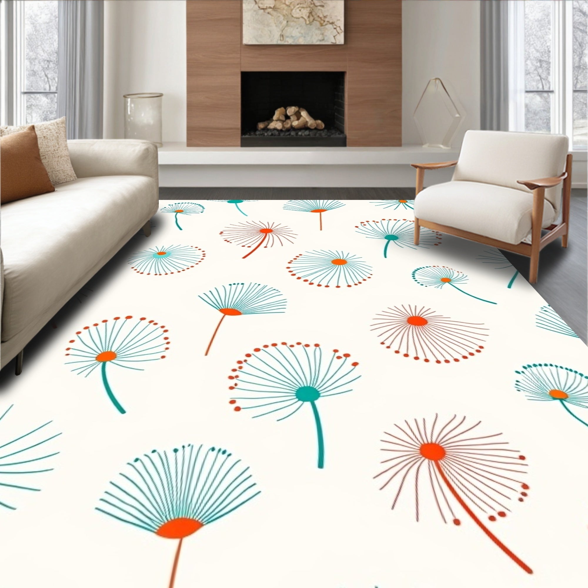 Dandelion Seed Head Pattern Design Rug