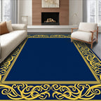 Elegant Gold Scroll Border Rug