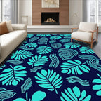 Tropical Leaf Abstract Swirl Design Rug