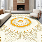 Golden Sunburst Mandala Design Rug