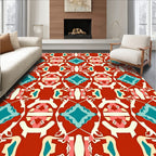 Red Geometric Paisley Pattern Rug