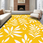 Yellow White Floral Swirl Pattern Rug