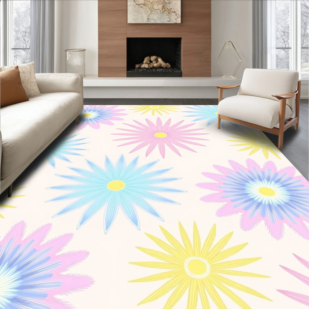 Pastel Daisy Pattern Rug