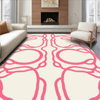 Bright Pink Abstract Curving Lines Rug