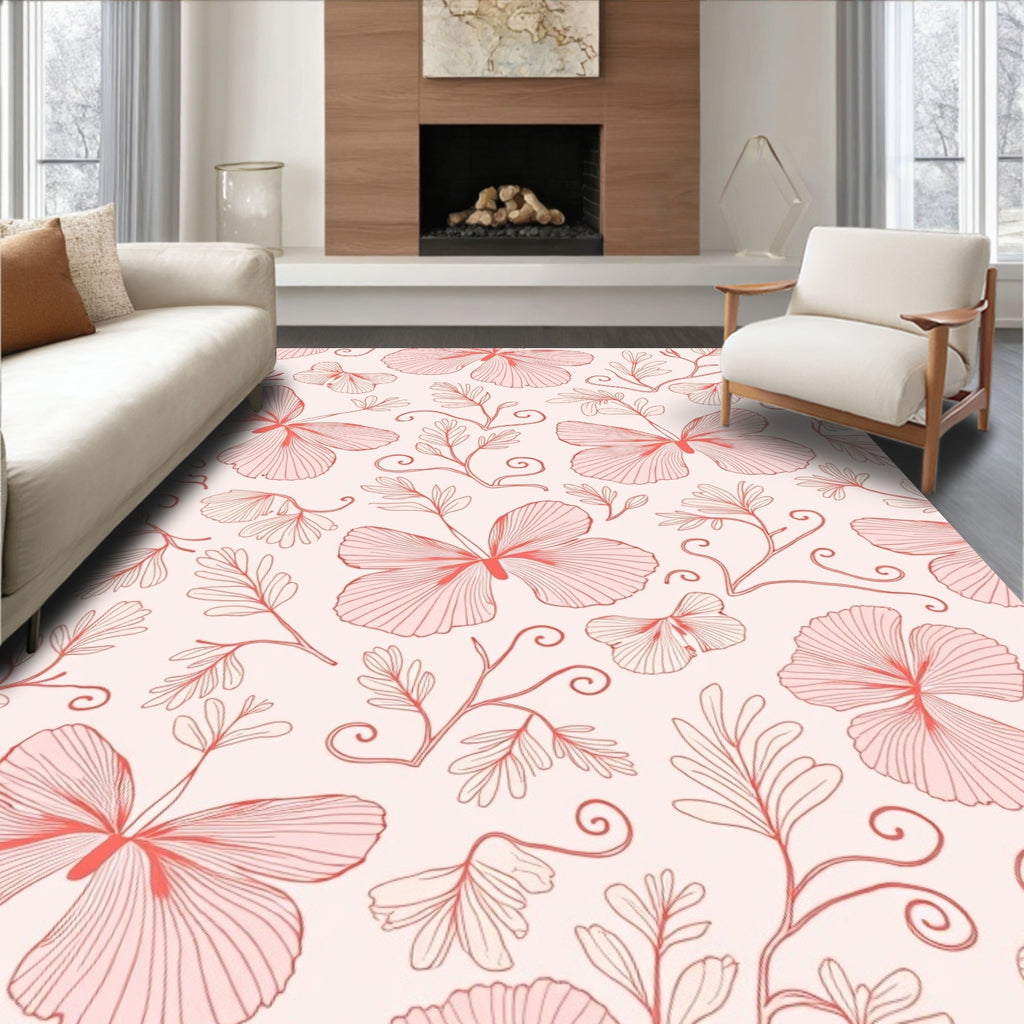 Delicate Floral Vine Pattern Rug