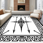 Abstract Geometric Arrow Compass Design Rug
