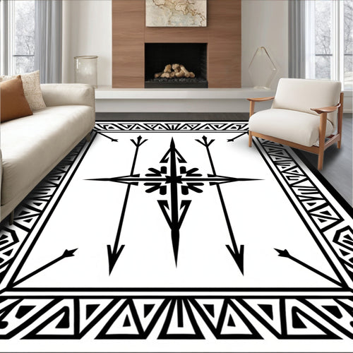 Abstract Geometric Arrow Compass Design Rug