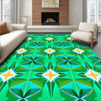 Emerald Green Geometric Starburst Pattern Rug