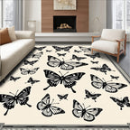Vibrant Black Butterfly Collage Rug