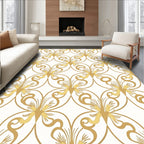 Golden Flourish Swirls Geometric Rug