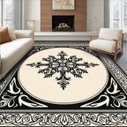 Classic Floral Medallion Black Cream Rug