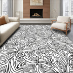Abstract Floral Line Art Rug