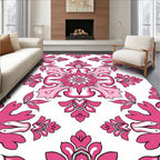 Chic Fuchsia Floral Damask Artwork Rug