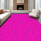 Bright Pink Abstract Contour Pattern Rug