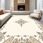 Elegant Floral Bordered Creamy Rug