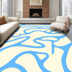 Abstract Blue Organic Swirl Pattern Rug