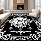 Elegant White Floral Scrollwork Rug