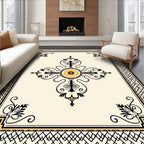 Floral Scrollwork Centerpiece Border Rug