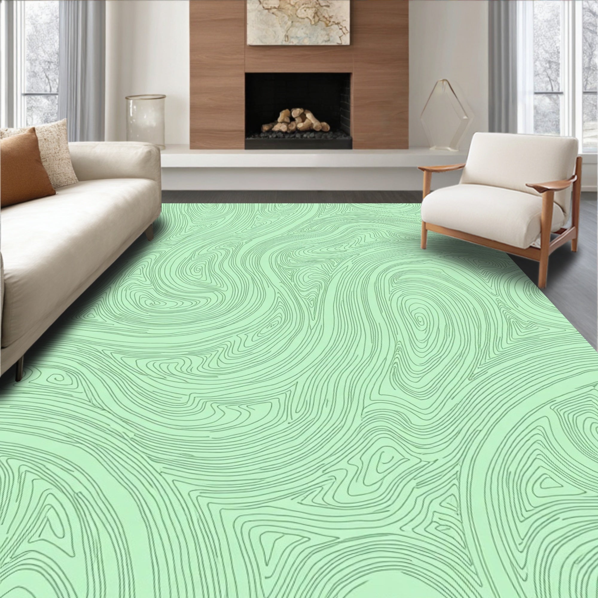 Abstract Swirls Linear Pattern Rug