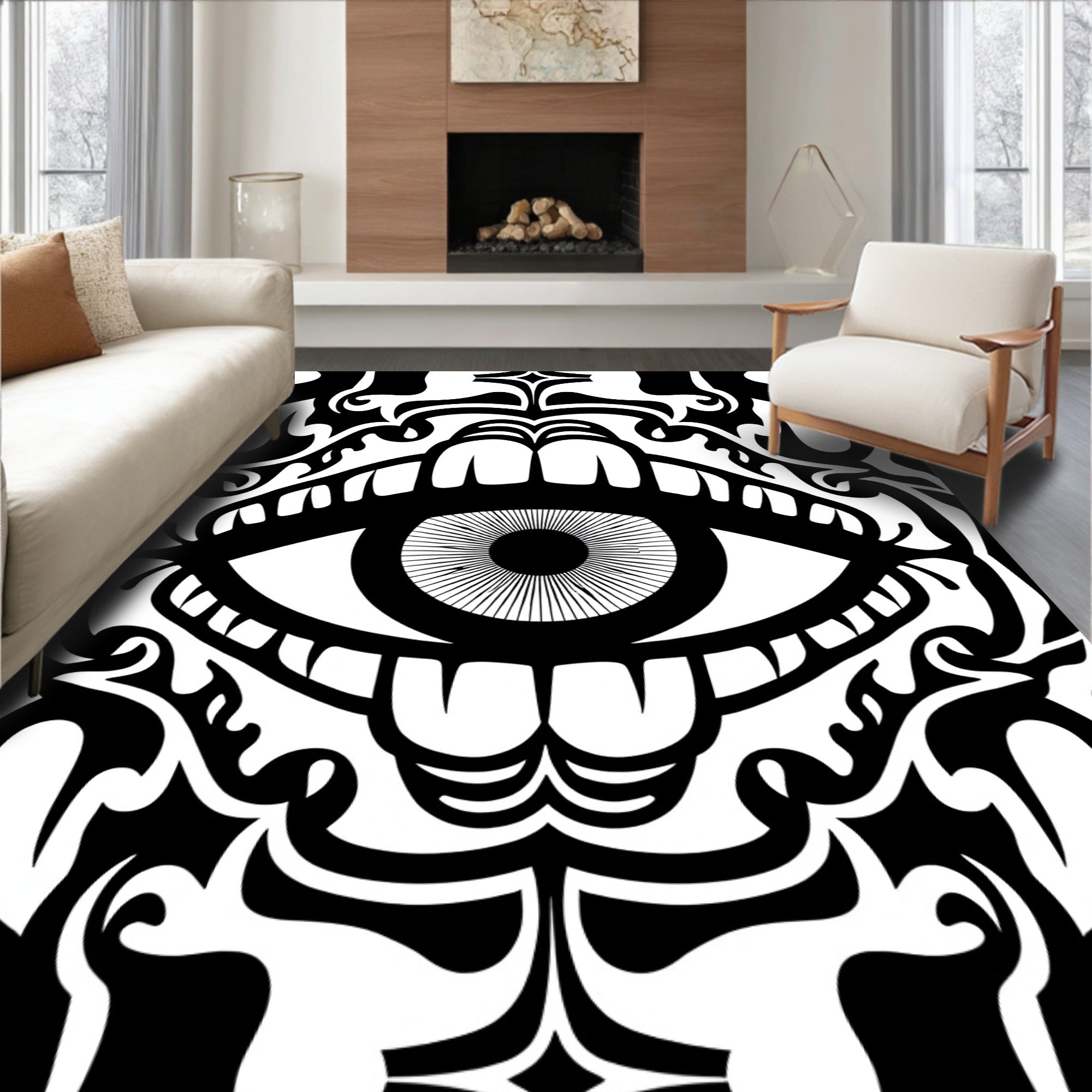 Bold Graphic Eye Pattern Art Rug