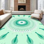 Teal Sunburst Mandala Pattern Rug