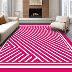 Vibrant Pink Geometric Diagonal Stripe Rug