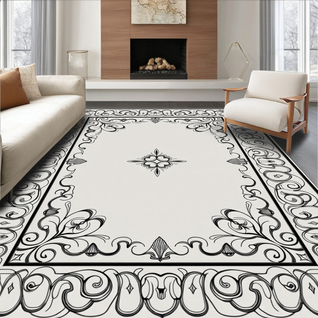 Ornate Swirls and Floral Accents Rug