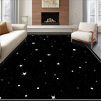 Cosmic Stars Pattern in Black and White Rug
